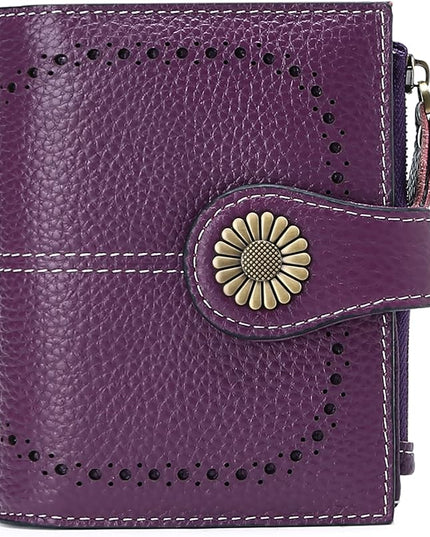 SENDEFN Small Womens Wallet Leather Bifold Card Holder RFID Blocking with Zipper Coin Pocket