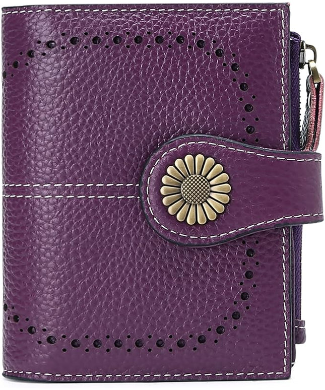 SENDEFN Small Womens Wallet Leather Bifold Card Holder RFID Blocking with Zipper Coin Pocket