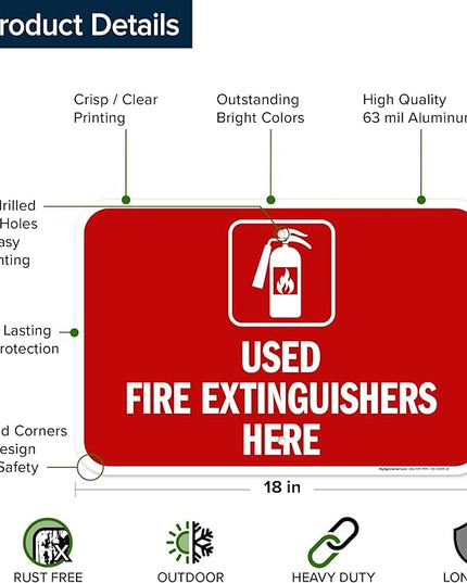 Used Fire Extinguishers Here Sign, 12x18 Inches, Rust Free .063 Aluminum, Fade Resistant, Made in USA by My Sign Center