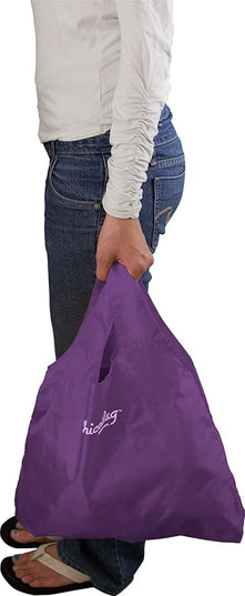 ChicoBag Original Compact Reusable Grocery Bag w/Attached Pouch and Carabiner Clip | Perfect for Shopping, Travel, Organization | Eco-Conscious Packable Tote | Purple (Pack of 4)