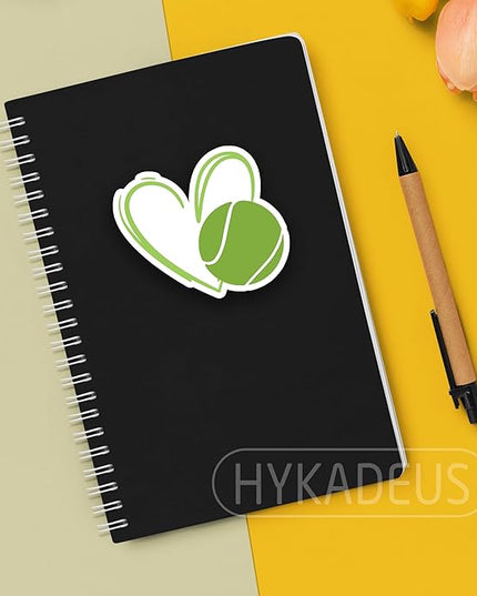 (3Pcs) Tennis Stickers Waterproof Vinyl Tennis Heart Decals for Water Bottle, Tumbler, Laptop, Phone Case, Poster Board, Scrapbooking, Team Players, Coach, 3" x 2.8"