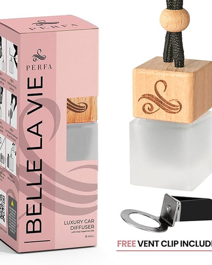 Car Air Freshener for Women - Belle La Vie | Irresistible Scent | Odour Eliminator with Essential Oils | Car Air Fresheners Vent Clip | Long Lasting Automotive Diffuser by Perfa