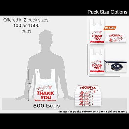 YoYoRain Thank you bags, 500PCS T shirt bags, To Go Bags,Grocery bags, Reusable and Disposable,Perfect for Small Business,Take Out,Retail