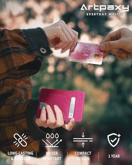 Artpaxy Slim Wallet for Men & Women, Minimalist Front Pocket Card Holder for Travel, RFID Blocking, Water Resistant Nylon Wallet for ID & Cash & Credit Card