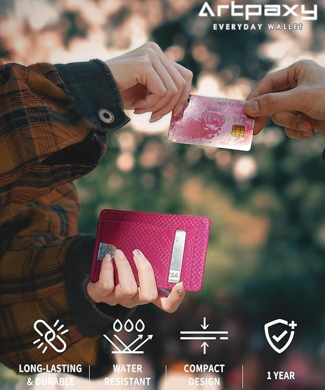 Artpaxy Slim Wallet for Men & Women, Minimalist Front Pocket Card Holder for Travel, RFID Blocking, Water Resistant Nylon Wallet for ID & Cash & Credit Card