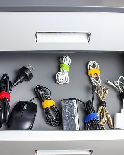 OneLeaf 180PCS Valuable Wire Organizer 4Inch Reusable Cable Ties with Hook and Loop, Colorful Fastening Cord Ties Wire Management for Home, Office, Data Centers, and Electronics, 5 colors