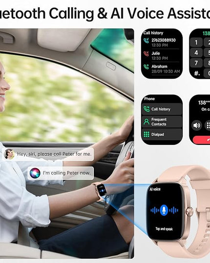 Smart Watches for Women Men with Bluetooth Call & AI Voice, 1.85" HD Fitness Tracker with Heart Rate SpO2 Sleep Monitor, 100+ Sports Modes,Mini Games, IP68 Waterproof Smartwatch for Android iOS Phones
