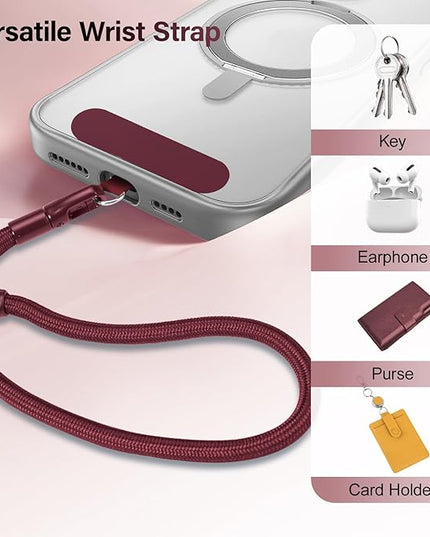 Dadanism Phone Wrist Strap, Universal Adjustable Hand Wrist Strap Lanyard for iPhone 17 and Most Smartphones, Multifunctional Patch Lanyard with Phone Tether Tab for Women and Men, Wine Red
