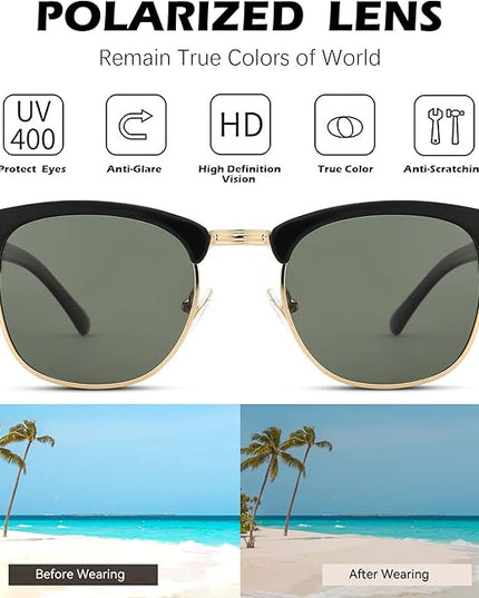 Pro Acme Semi-Rimless Polarized Sunglasses UV 400 Protection for Women Men