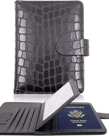 Melsbrinna Rfid Passport Holder for Travel women/Men, Cute Passport Wallet Rfid Blocking Card Slots, Rfid Passport Cover/CaseTravel Wallet, Passport Book Holder (1, Black2)