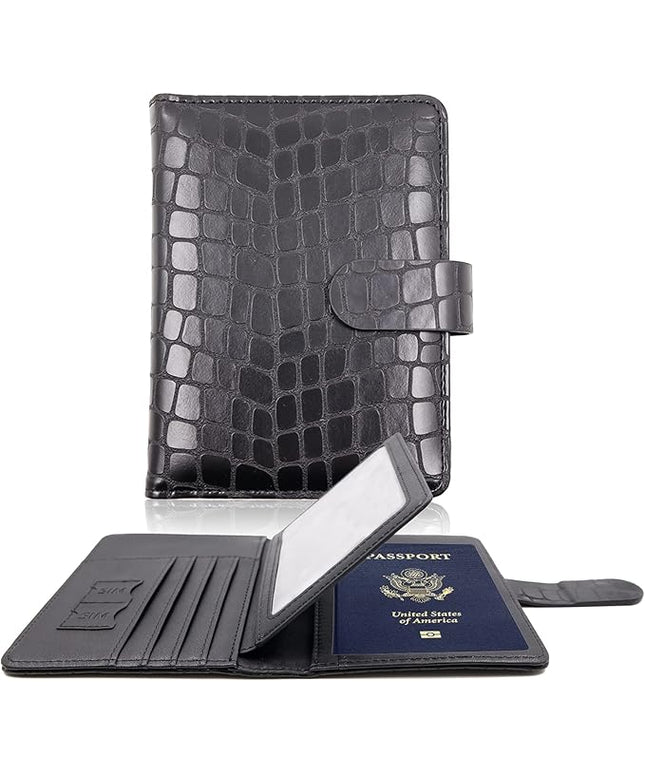 Melsbrinna Rfid Passport Holder for Travel women/Men, Cute Passport Wallet Rfid Blocking Card Slots, Rfid Passport Cover/CaseTravel Wallet, Passport Book Holder (1, Black2)