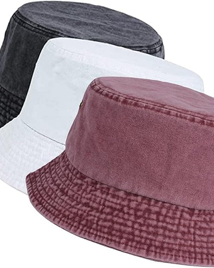 kozinu Washed Cotton Bucket Hats Packable Summer Outdoor Cap Travel Beach Sun Hat Plain Colors for Men Women