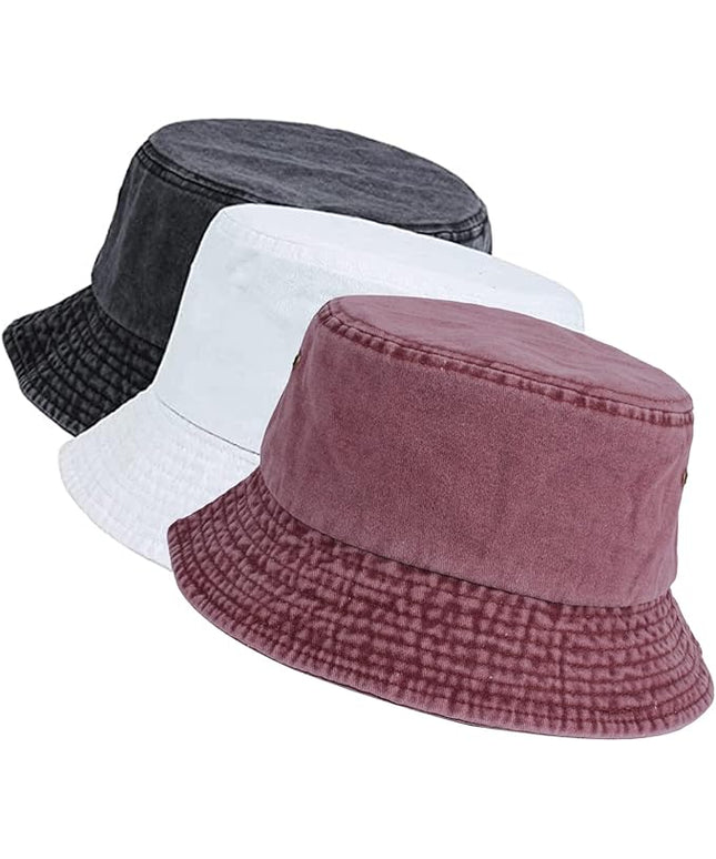 kozinu Washed Cotton Bucket Hats Packable Summer Outdoor Cap Travel Beach Sun Hat Plain Colors for Men Women