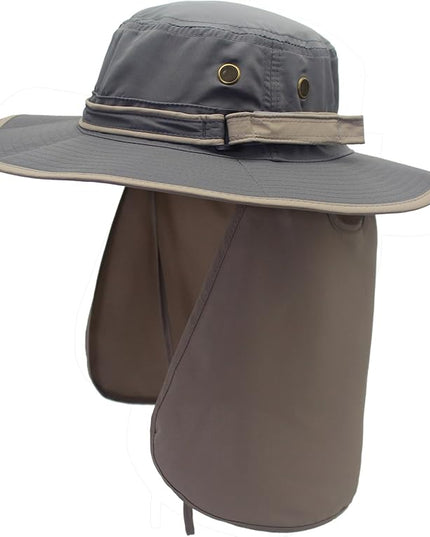 Home Prefer UPF50 Mens Sun Hat with Neck Flap Quick Dry UV Protection Cap Womens Wide Brim Fishing Hat Neck Flap Beach Garden
