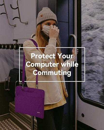 Voova Laptop Bag 15.6 Inch for Women, Waterproof Computer Sleeve Carrying Case with Shoulder Straps & Handle Compatible with Macbook Air 15, MacBook Pro 15/16, 15-16 Inch Hp Dell Lenovo Asus, Purple