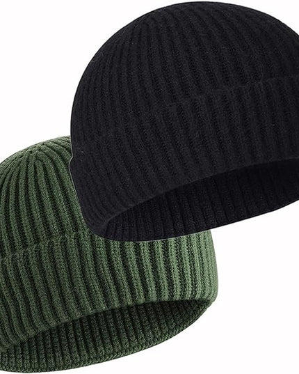 50% Wool Warm Cuffed Swag Knit Short Fisherman Beanie for Men Women Winter Hats Trawler Skull Cap