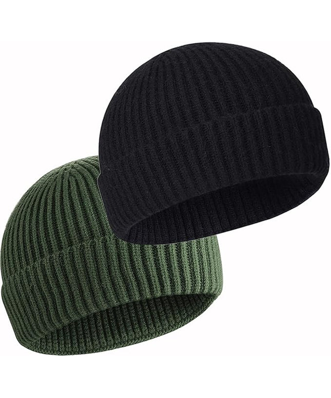 50% Wool Warm Cuffed Swag Knit Short Fisherman Beanie for Men Women Winter Hats Trawler Skull Cap