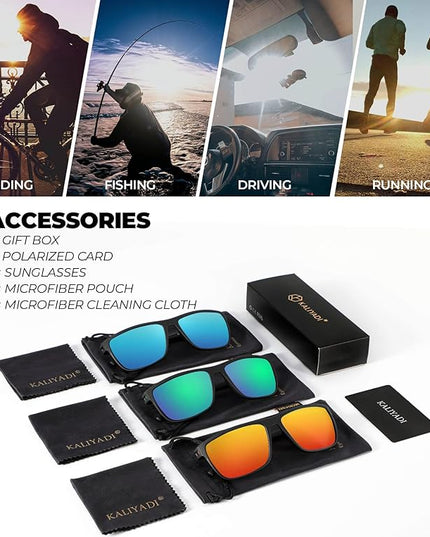 KALIYADI Polarized Sunglasses for Men, Lightweight Sun Glasses with UV Protection for Driving Fishing Golf