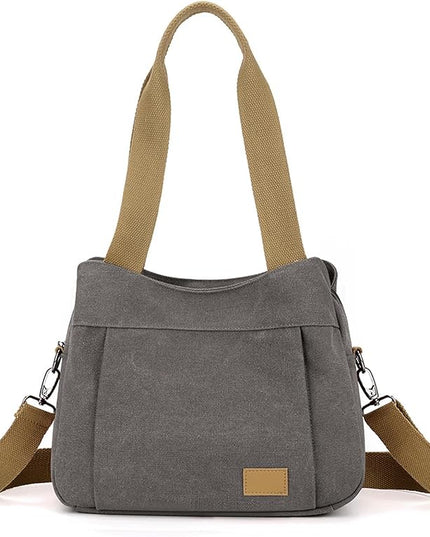 Sunshinejing Women's Canvas Purse Small Shoulder Tote Work Crossbody Bag Multi-pocket Handbag