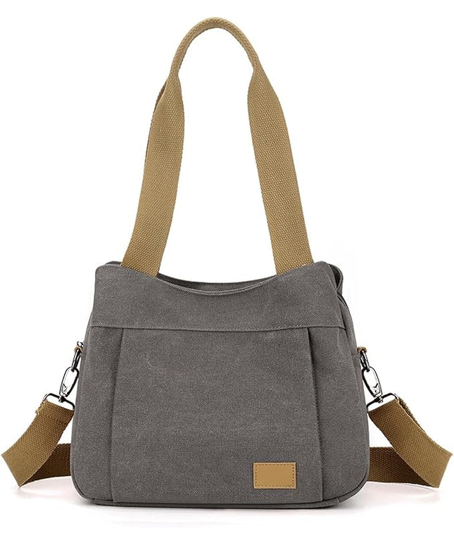 Sunshinejing Women's Canvas Purse Small Shoulder Tote Work Crossbody Bag Multi-pocket Handbag