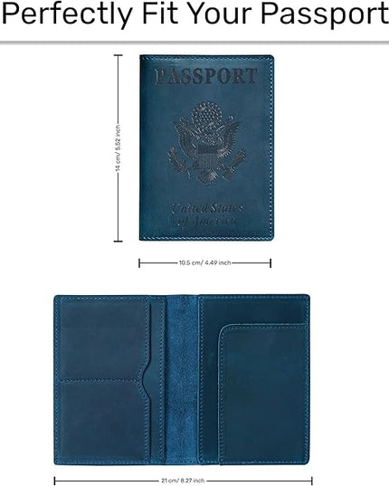 HIFA Leather Passport Holder, Handmade Passport Cover with Card and Ticket Slot - Genuine Leather, Elegant Design, Easy Access - Passport Case, Passport Wallet, Passport Holder