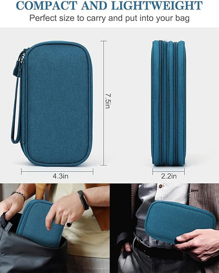 FYY Electronic Organizer, Travel Cable Organizer All-in-One Storage Bag Pouch Electronic Accessories Carry Case Portable Waterproof Double Layers for Cable, Cord, Charger, Phone, Earphone Green
