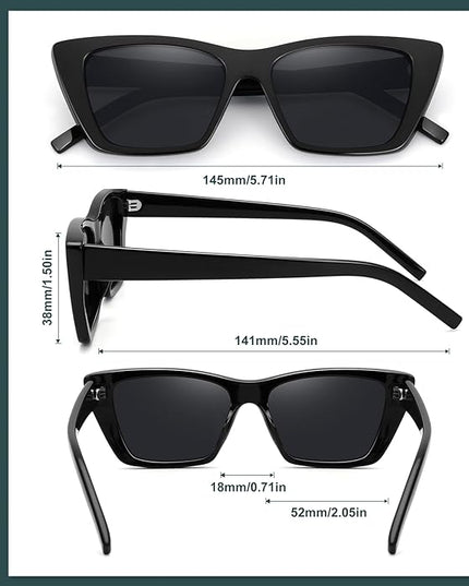 WOWSUN Narrow Small Vintage Polarized Cat Eye Sunglasses for Women