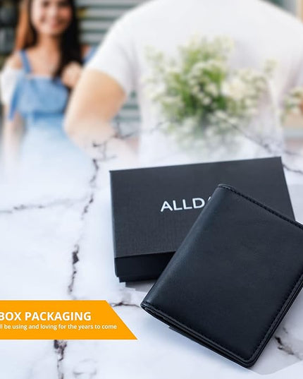 Alldaily Small RFID Wallet for Women Slim Compact Bifold Pocket Ladies Travel Mini Purse (Black)