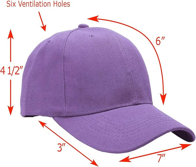 Falari Wholesale Bulk Lot 12-Pack Baseball Cap Adjustable Size Plain Blank Solid Color