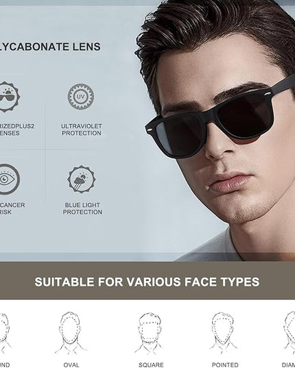 DEMIKOS Sunglasses Men Polarized Sunglasses for Mens Womens Retro Mirror Lens for Driving Fishing UV Protection