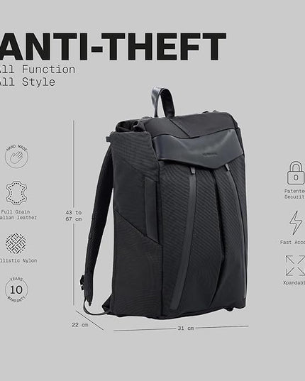 The Frenchie Co. - Anti-Theft Speed Backpack - Slim Minimalist Design - Hidden Zippers and Cut-Resistant Ballistic Nylon Construction - Secure Travel and Everyday Carry
