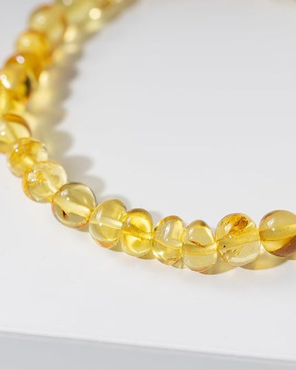 Natural Baltic Amber Bracelet for Women and Men – Stretch Wristband with Polished Cube Beads, Lightweight Unisex Jewelry Gift for Daily and Casual Wear