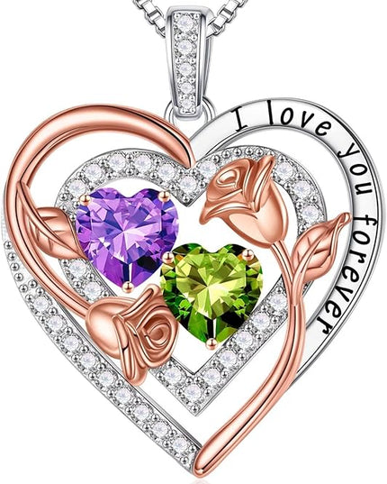 Iefil Christmas Gifts for Women - Sterling Silver Birthstone Necklace Anniversary Birthday Gifts for Her Wife Mom Daughter