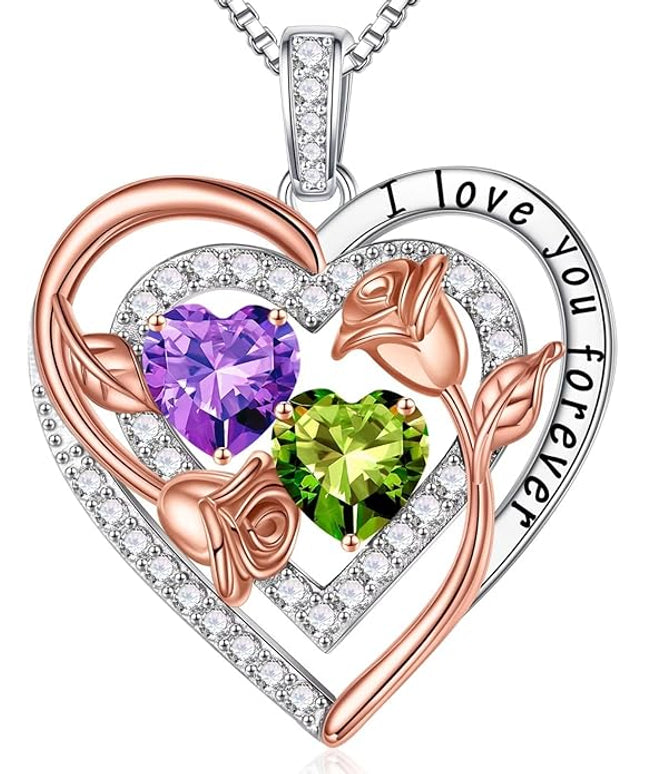 Iefil Christmas Gifts for Women - Sterling Silver Birthstone Necklace Anniversary Birthday Gifts for Her Wife Mom Daughter