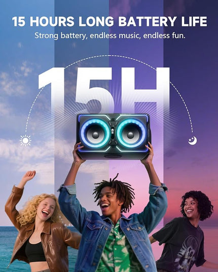 Hotlemon Large Bluetooth Speaker: 240W Peak Powerful Loud Sound with Deep Bass, 15H Playtime, Fast Charge, TWS, Portable Wireless Speakers for Outdoor, Party, Beach, Backyard, Home, Outside (Black)