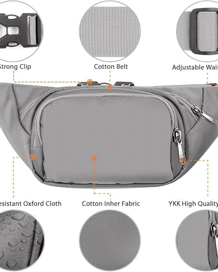 Large Fanny Pack for Women Men - Syican Waist bag with 3-Zipper Pockets, Gifts for Enjoy Sports Traveling Workout Casual Hands-Free crossbody bags Fits MAX 7.9'' iPad & 6.6'' Phone
