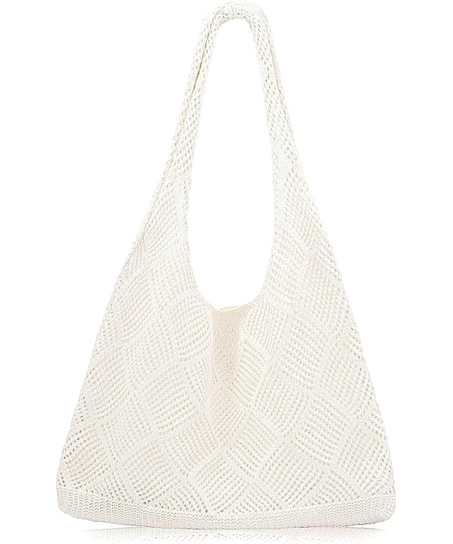 COOKOOKY Crochet Beach Tote bag Summer Beach Bag for Women Aesthetic Mesh Tote Bag Hippie Bag Knit Bag