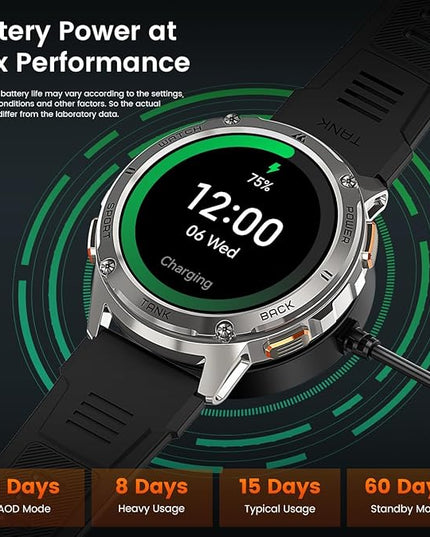 KOSPET Smart Watch for Men, 60 Days Extra-Long Battery, 50M Waterproof Rugged Military Smartwatch (Answer/Make Calls), 170 Sports Mode 1.43” AMOLED Display Fitness Watch-Voice Assistant