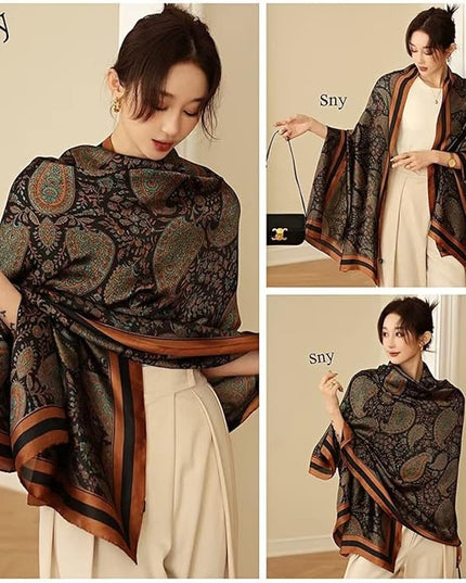 Fashion Scarves Scarf 100% Silk Feeling Scarf Silk Like Scarves Long Lightweight Sunscreen Shawls for Women