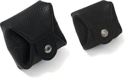 Cockatoo Genuine Leather Coin Pouch Change Holder, Mini Snap Pocket Wallet for Men Women (Black, Set of L&S)