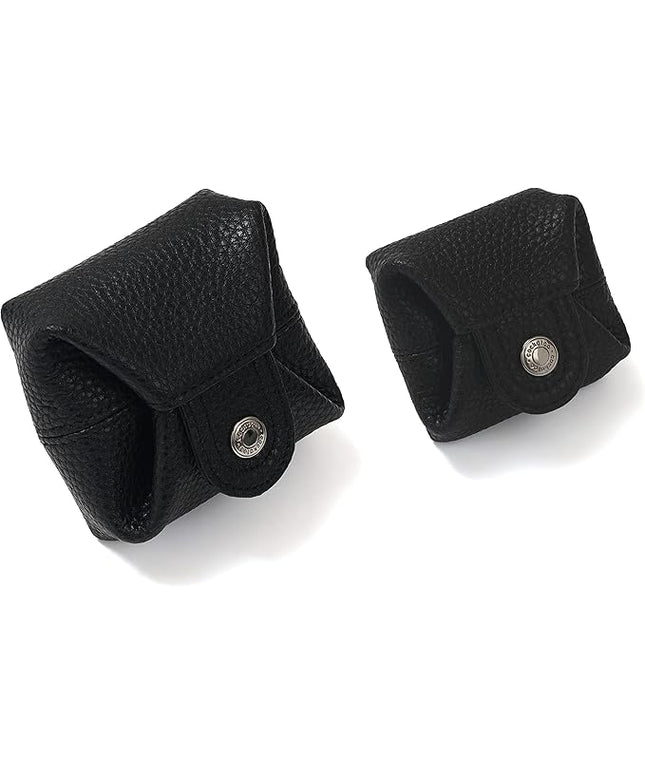 Cockatoo Genuine Leather Coin Pouch Change Holder, Mini Snap Pocket Wallet for Men Women (Black, Set of L&S)