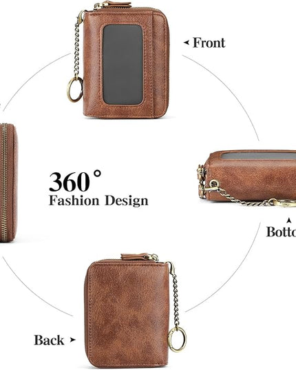 GOIACII Small Genuine Leather Wallet for Women, RFID Blocking Credit Card Holder Wallet