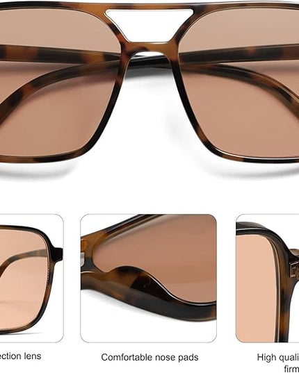 SOJOS Trendy Vintage Aviator Square Sunglasses For Womens Mens Retro 70s UV400 Women Sun Glasses SJ2327