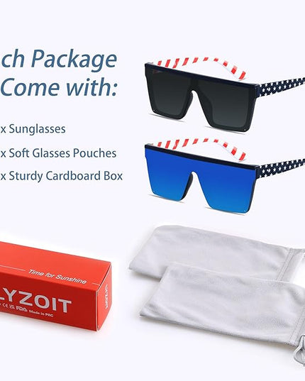 LYZOIT Square Oversized Sunglasses for Women Men Big Flat Top Fashion Shield Large UV Protection Rimless Shades