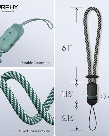 SURPHY 2 Pack Phone Lanyard for Cellphone Case, Phone Wrist Strap for Case, Cellphone Strap with 2-Color Braided, Charm Wrist Lanyard for Women and Men, Black & Green