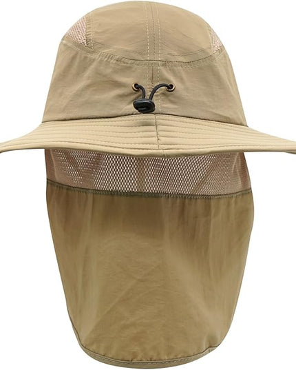 Home Prefer UPF 50+ Mens Wide Brim Fishing Hat with Neck Flap Sun Hat for Men Women Sun Protection Cap