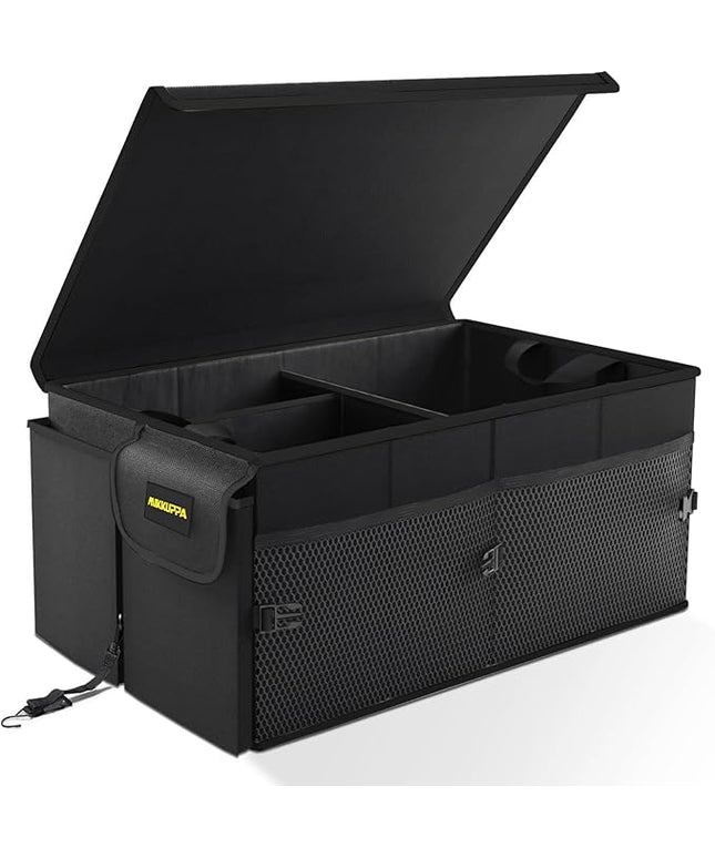 MIKKUPPA Car Trunk Organizer - 65L Collapsible Trunk Organizer with Lid, Sturdy Car Storage for SUV Auto Truck Van with Adjustable Straps and Non Slip Bottom (Black)