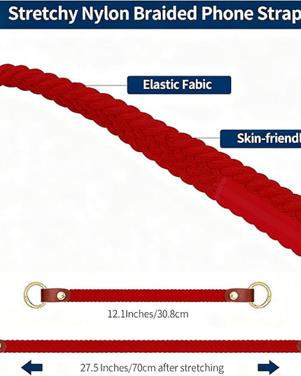 Stretchy Phone Lanyard Tether, 2 Pack Phone Leash Anti-theft Phone Strap for Anti-drop Outdoor Hiking Cycling Climbing Universal for Most Cell Phones, Red