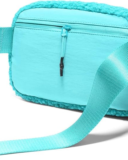 Gitus Fleece Belt Bag Sherpa Fanny Pack Crossbody Bags for Women Fashion Waist Packs with Adjustable Strap for Gym Travel Hiking Running Trending Gifts for Teen Girls Women Men (Lake Blue)