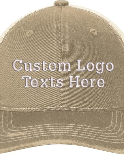 INK STITCH C600 Custom Embroidery Texts Logo Distressed Trucker Caps